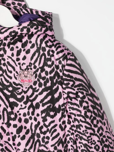 Shop Kenzo Animal-print Embroidered Puffer Jacket In 922 Lilac