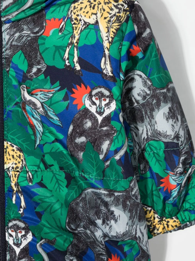 Shop Kenzo Jungle-print Padded Puffer Jacket In Blue