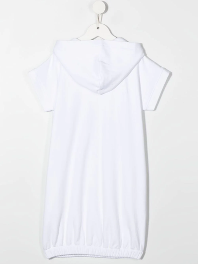 Shop Moschino Teddy Bear Motif Hooded Dress In White