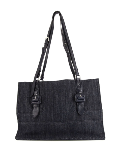 Pre-owned Prada Etiquette Denim Handbag In Blue