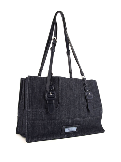 Pre-owned Prada Etiquette Denim Handbag In Blue