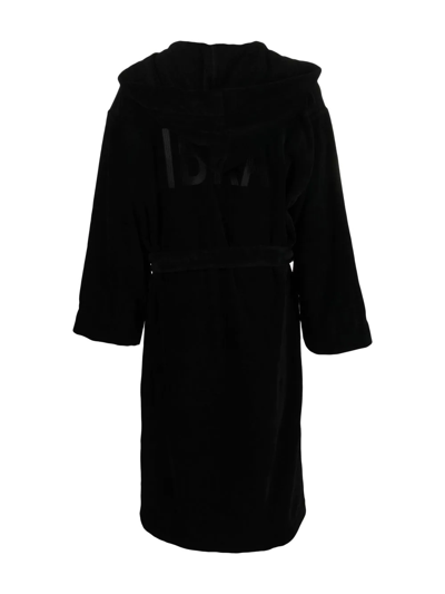 Shop Dsquared2 Long-sleeve Belted Robe In 黑色