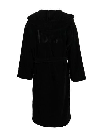 Dsquared2 Long-sleeve Belted Robe In 黑色