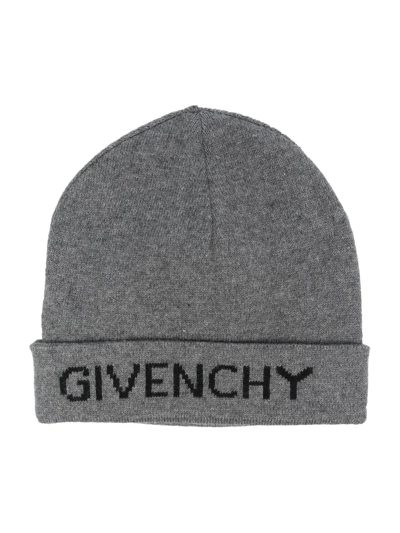 Shop Givenchy Logo-intarsia Knitted Beanie In 灰色