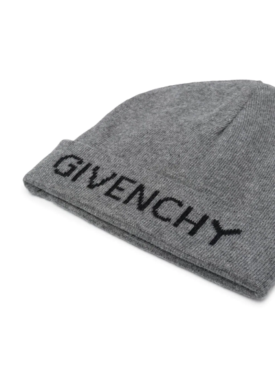 Shop Givenchy Logo-intarsia Knitted Beanie In 灰色