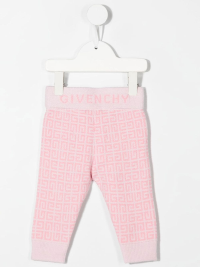Shop Givenchy 4g-intarsia Knitted Track Pants In 粉色