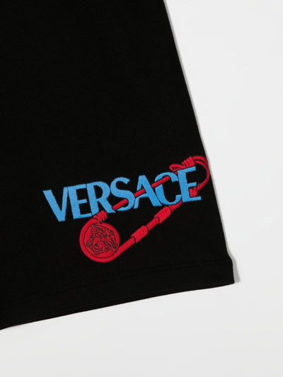 Shop Versace Logo-waistband Track Shorts In 黑色