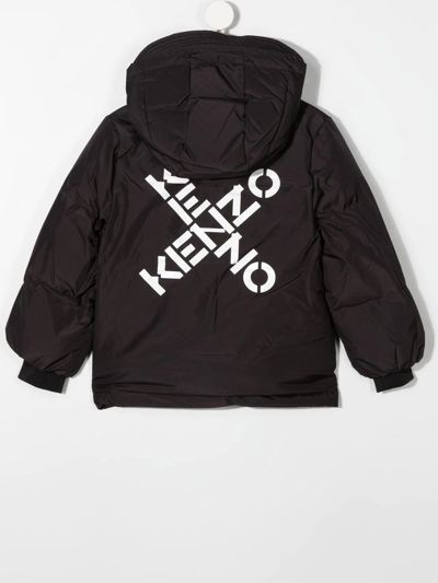 Shop Kenzo Cross Logo-print Padded Jacket In 灰色