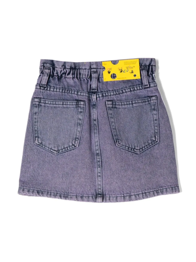 Shop Off-white Logo-stripe Denim Skirt In 紫色