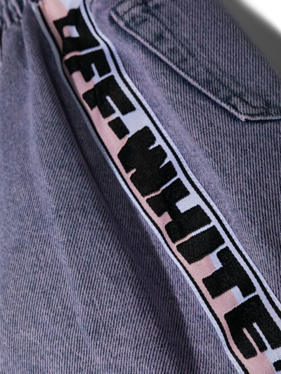 Off-white Little Girl's & Girl's Logo Band Denim Skirt In 紫色