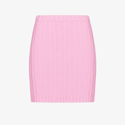 Shop Blumarine Pink Ribbed Mini Skirt