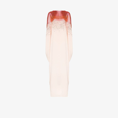 Shop Oscar De La Renta Pink Sequinned Silk Gown