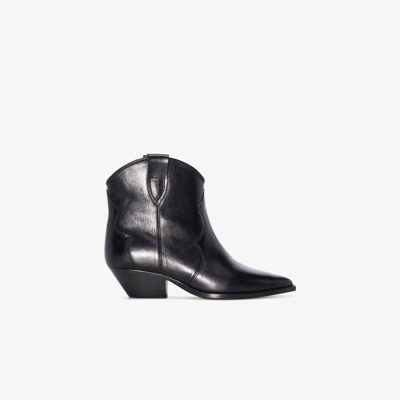 Shop Isabel Marant Black Dewina 40 Leather Ankle Boots