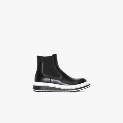 Shop Loewe Black Platform Leather Chelsea Boots