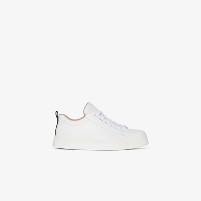 Shop Chloé White Lauren Low-top Leather Sneakers