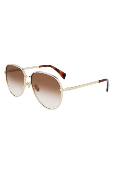 Shop Lanvin Arpege 61mm Gradient Aviator Sunglasses In Gold/ Gradient Brown
