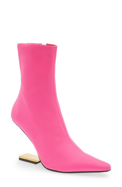 Shop Jeffrey Campbell Compass Pointed Toe Bootie In Fuchsia Neoprene Gold