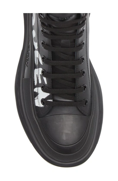 Shop Alexander Mcqueen Tread Slick Grafitti High Top Sneaker In Black/ White