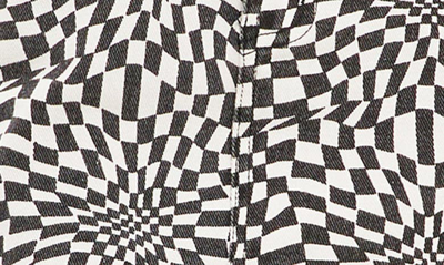 Grey Lab Warped Checkerboard Denim Miniskirt In Black/ White