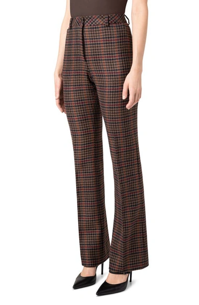 Shop Akris Houndstooth Virgin Wool Bootcut Pants In Caramel-multicolor