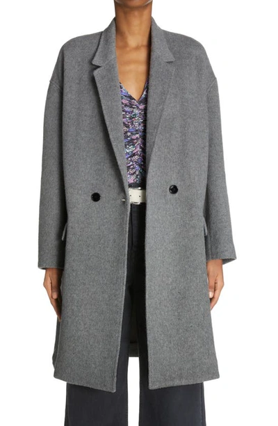 Shop Isabel Marant Efegozi Wool Blend Coat In Grey
