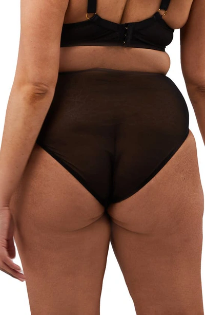 Playful Promises Curve High Waist Mesh Briefs In Black