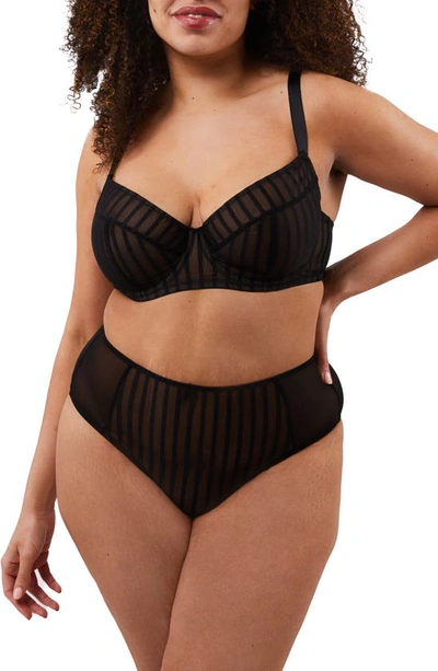 Playful Promises Curve High Waist Mesh Briefs In Black