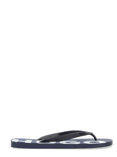 Hugo Boss Hugo Slide Sandal With Logo In Blue