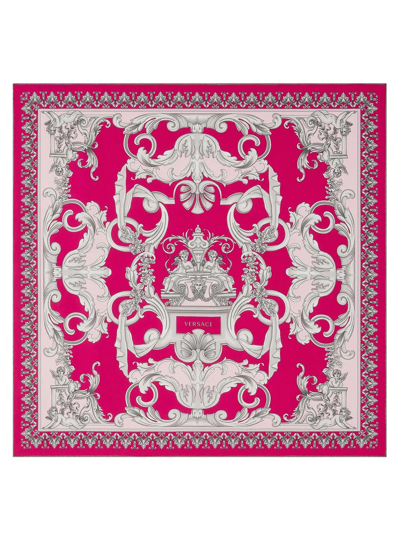 Shop Versace Baroque Goddess Scarf In Pink