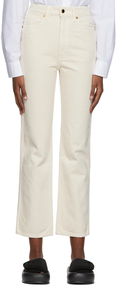 Shop Khaite Off-white 'the Abigail' Jeans In 051 Ivory Rigid
