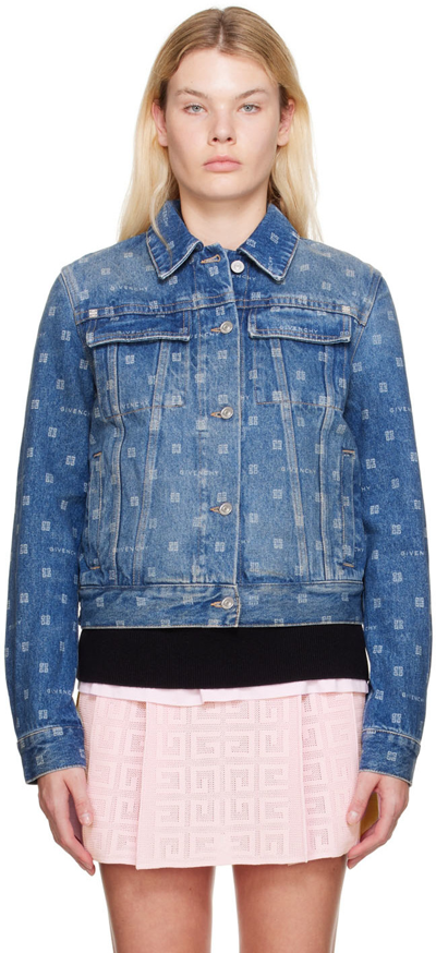 Shop Givenchy Blue 4g Denim Jacket In 400 Blue