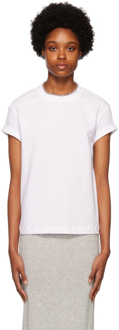 Shop Brunello Cucinelli White Monili Collar T-shirt In C159 Bianco
