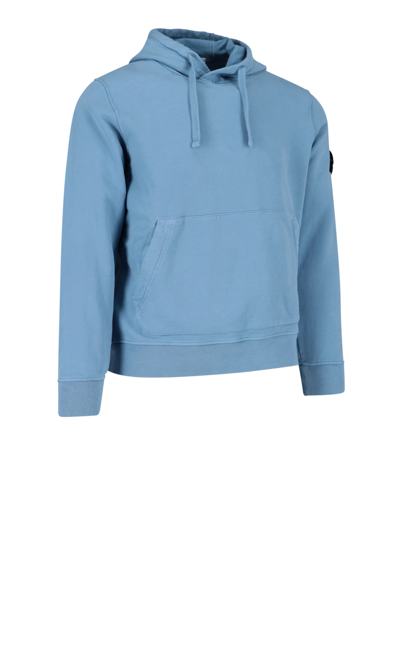 Stone Island Compass Patch Logo Classic Hoodie In Blue | ModeSens