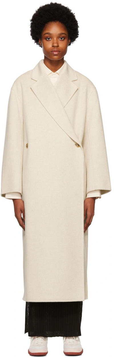 Shop By Malene Birger Off-white Ayvian Double-breasted Coat In 110 Nature