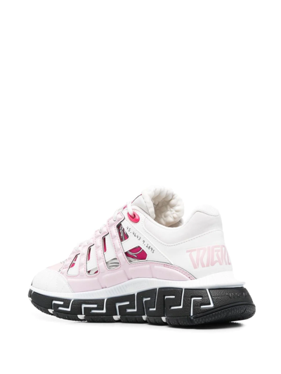 Shop Versace Trigreca Low-top Sneakers In Pink