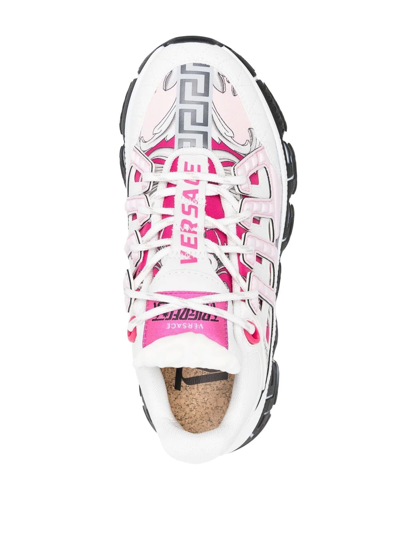 Shop Versace Trigreca Low-top Sneakers In Pink