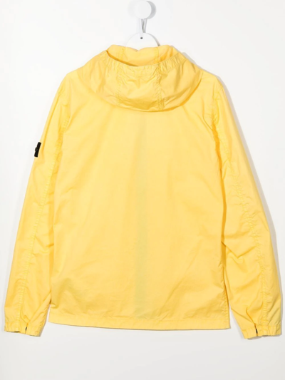 Shop Stone Island Junior Teen Logo-patch Hooded Jacket In Yellow