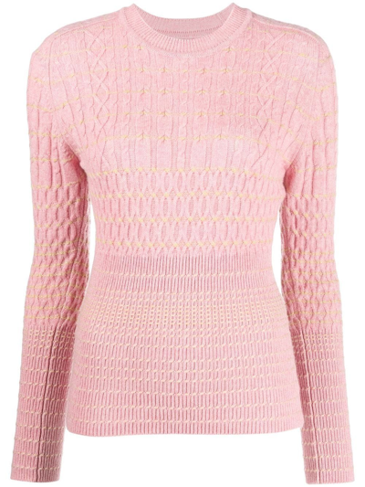 Shop Barrie Round Neck Knitted Top In Pink