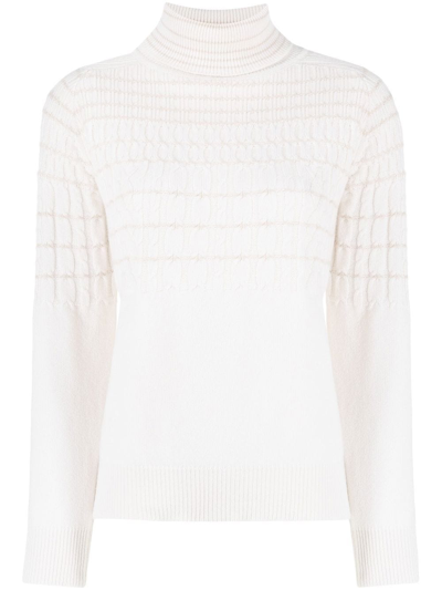 Shop Barrie Roll Neck Cashmere Jumper In White