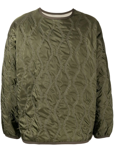 White Mountaineering Quilted Crew-neck Sweatshirt In Green | ModeSens