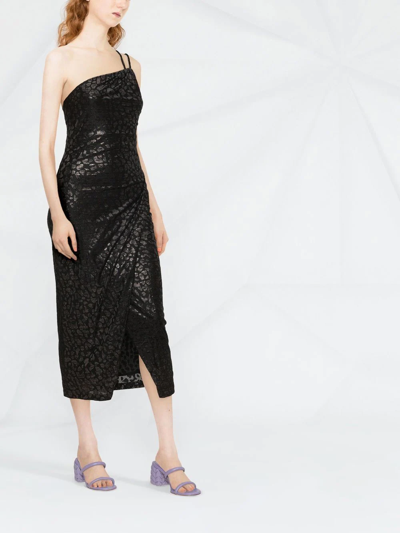 Shop Iro Bexly Metallic One-shoulder Dress In Black