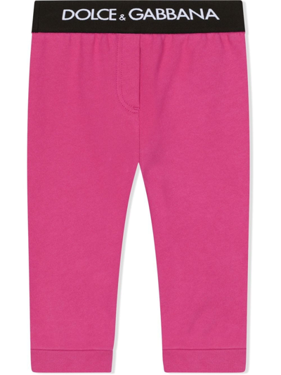 Shop Dolce & Gabbana Logo-waistband Track Pants In Pink