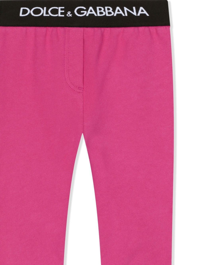 Shop Dolce & Gabbana Logo-waistband Track Pants In Pink