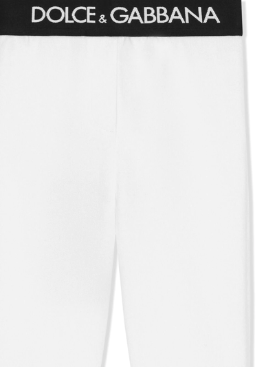 Shop Dolce & Gabbana Logo-waistband Leggings In White