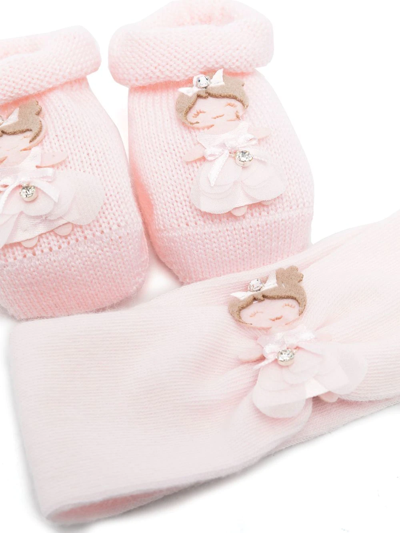 Shop La Perla Embellished Booties & Headband Set In Pink