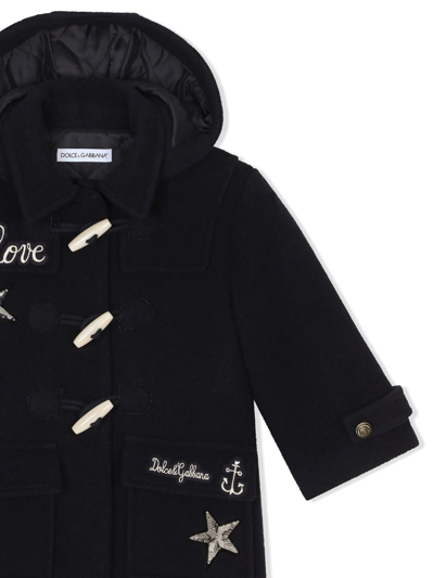 Shop Dolce & Gabbana Sequin-detail Embroidered Duffle Coat In Black