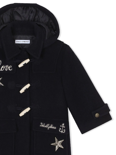 Dolce & Gabbana Sequin-detail Embroidered Duffle Coat In Black