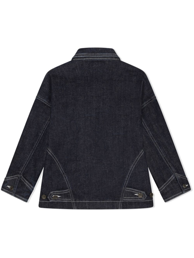 Shop Dolce & Gabbana Contrast-stitching Logo-patch Denim Jacket In Blue