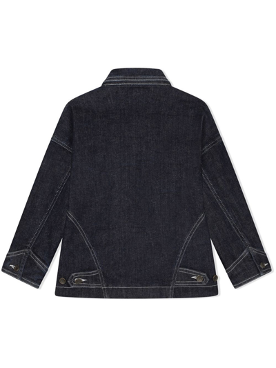 Dolce & Gabbana Contrast-stitching Logo-patch Denim Jacket In Blue