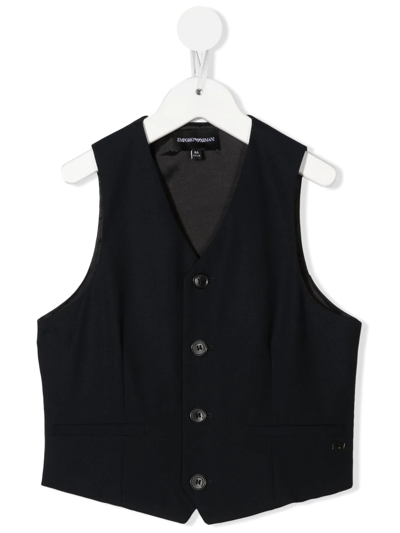 Emporio Armani Single-breasted Waistcoat In Blue